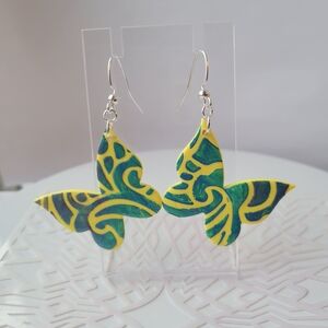 Vibrant Butterfly Earrings in Yellow and Green